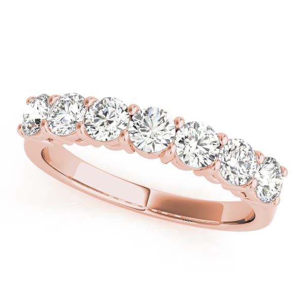 7-Stone Shared Prong Wedding Band (1/2 ct. tw.), Front view in rose gold