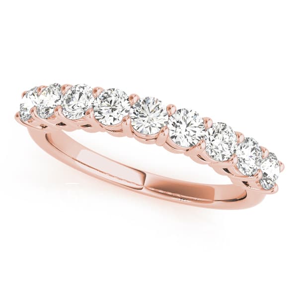 Shared Prong Wedding Band (1/2 ct. tw.), Front view in rose gold
