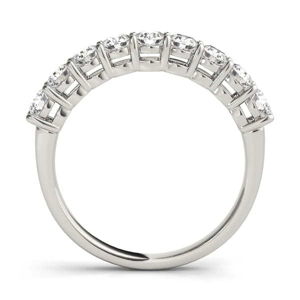 Shared Prong Wedding Band (1 1/3 ct. tw.), Side view in white gold or platinum
