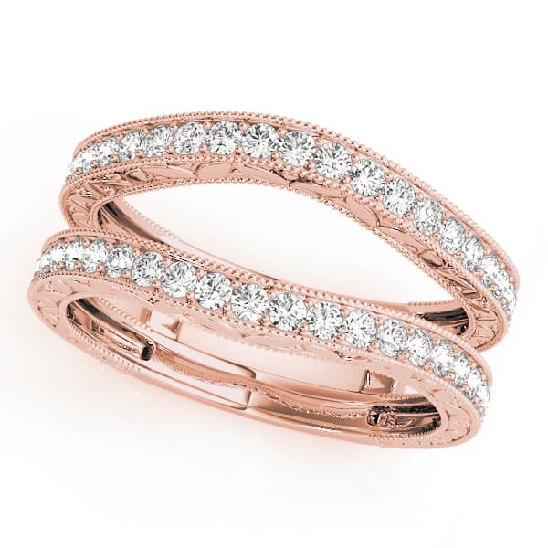 Wraps & Inserts Filigree Wedding Bands (0.42 ct. tw.), Front view in rose gold