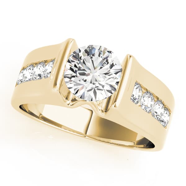 Single Row Channel Set Engagement Ring in Yellow gold