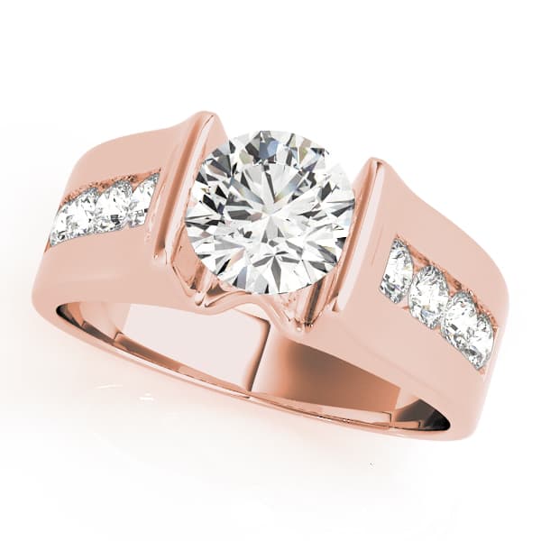 Single Row Channel Set Engagement Ring, style 84556, Front view in rose gold