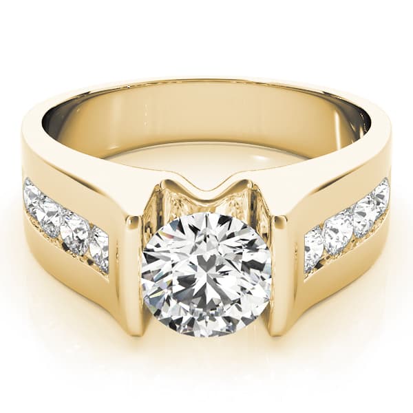 Single Row Channel Set Engagement Ring, style 84556, On hand view in yellow gold