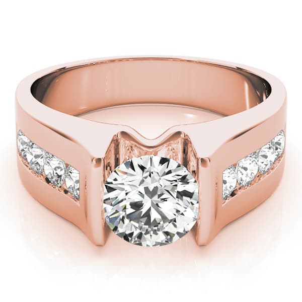 Single Row Channel Set Engagement Ring, style 84556, On hand view in rose gold