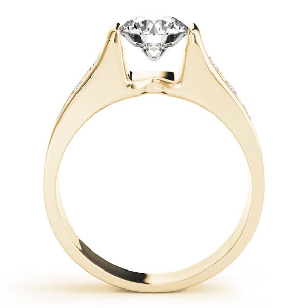 Single Row Channel Set Engagement Ring, style 84556, Side view in yellow gold