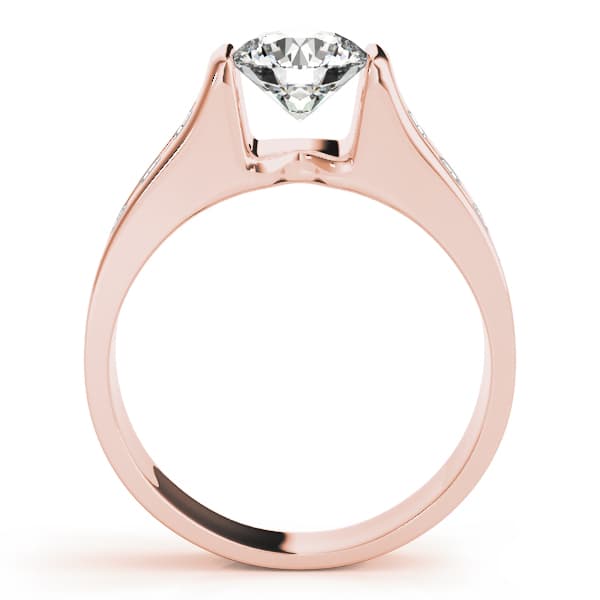 Single Row Channel Set Engagement Ring, style 84556, Side view in rose gold