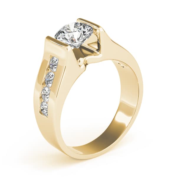 Single Row Channel Set Engagement Ring, style 84556, Top view in yellow gold