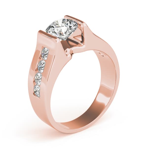 Single Row Channel Set Engagement Ring, style 84556, Top view in rose gold