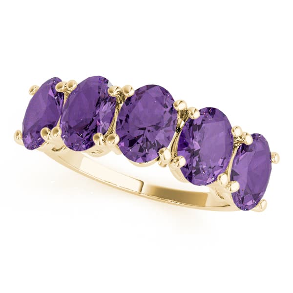 5 Stone Oval For Gemstones (3 1/4 ct. tw.), Front view in yellow gold