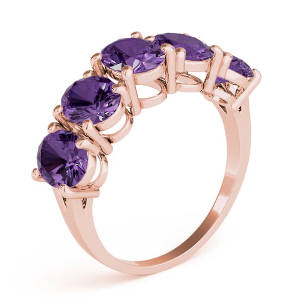 5 Stone Oval For Gemstones (3 1/4 ct. tw.), Angle view in rose gold
