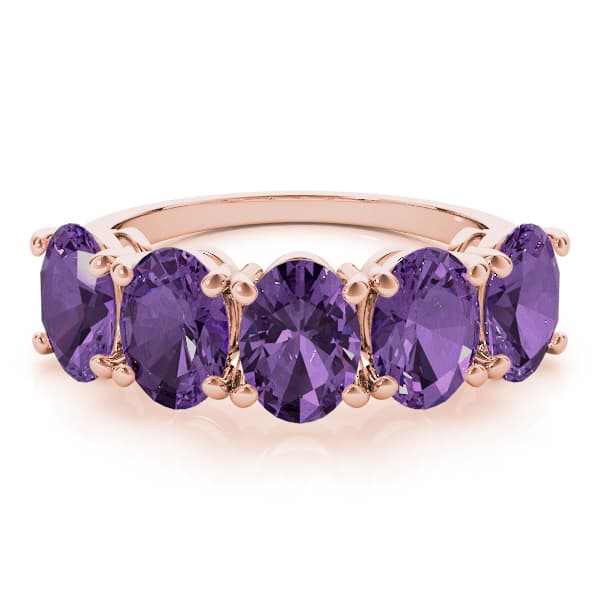 5 Stone Oval For Gemstones (3 1/4 ct. tw.), On hand view in rose gold