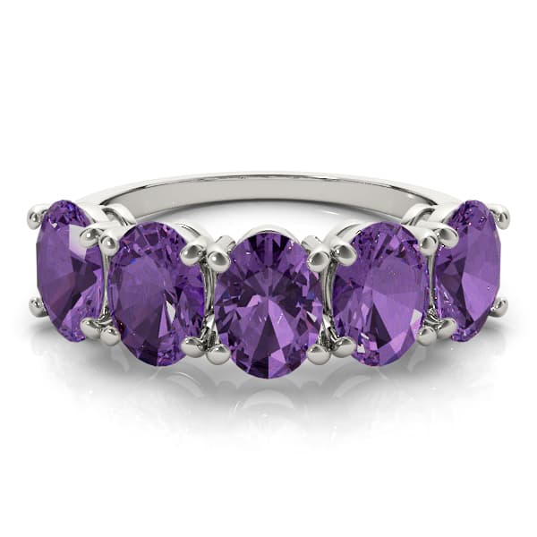 5 Stone Oval For Gemstones (3 1/4 ct. tw.), On hand view in white gold or platinum