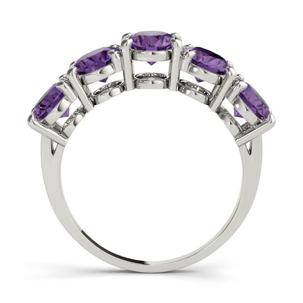 5 Stone Oval For Gemstones (3 1/4 ct. tw.), Side view in white gold or platinum