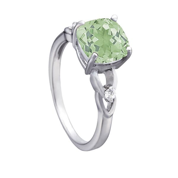 Princess & Cushion Gemstone Ring (0.06 ct. tw.), Side view in white gold or platinum