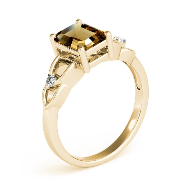 Emerald Gemstone Ring (0.06 ct. tw.), Angle view in yellow gold
