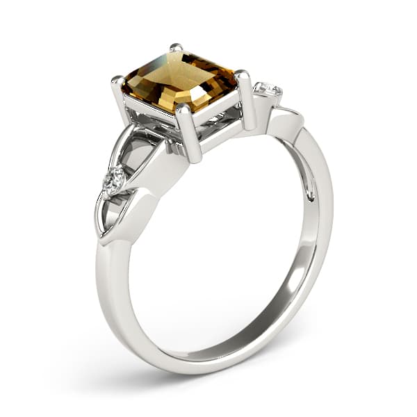 Emerald Gemstone Ring (0.06 ct. tw.), Angle view in white gold or platinum