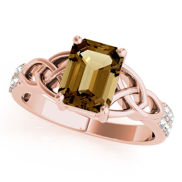Emerald Gemstone Ring (0.18 ct. tw.), Front view in rose gold