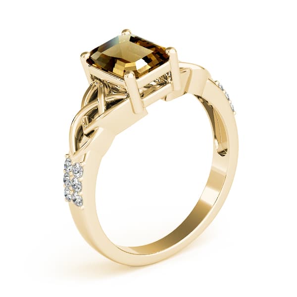 Emerald Gemstone Ring (0.18 ct. tw.), Angle view in yellow gold