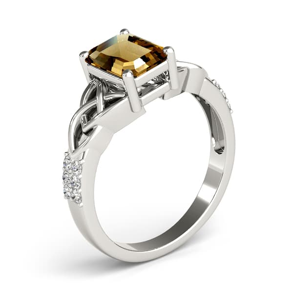 Emerald Gemstone Ring (0.18 ct. tw.), Angle view in white gold or platinum