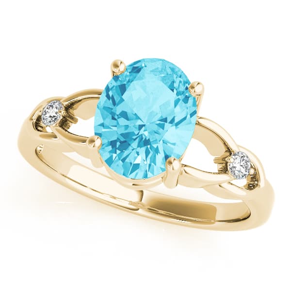 Split Shank Oval-Cut Color Ring (0.06 ct. tw.), Front view in yellow gold