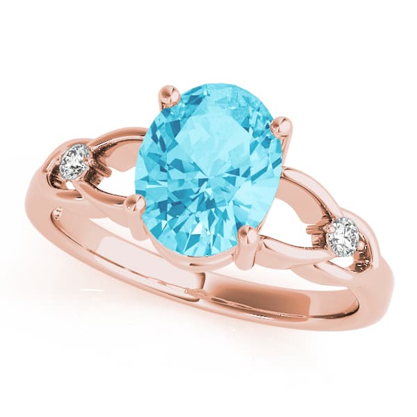 Split Shank Oval-Cut Color Ring (0.06 ct. tw.), Front view in rose gold