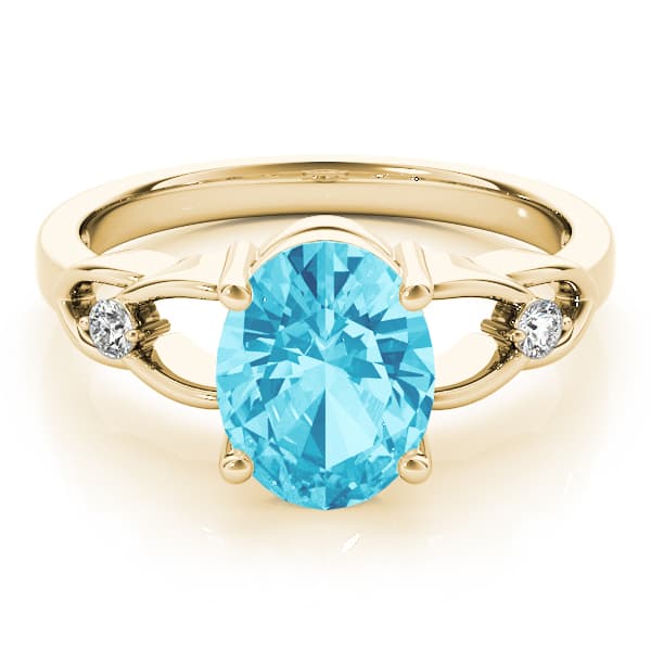 Split Shank Oval-Cut Color Ring (0.06 ct. tw.), On hand view in yellow gold