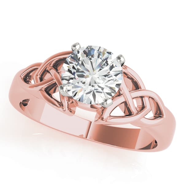 Celtic Knot Solitaire Engagement Ring, style 84572, Front view in rose gold