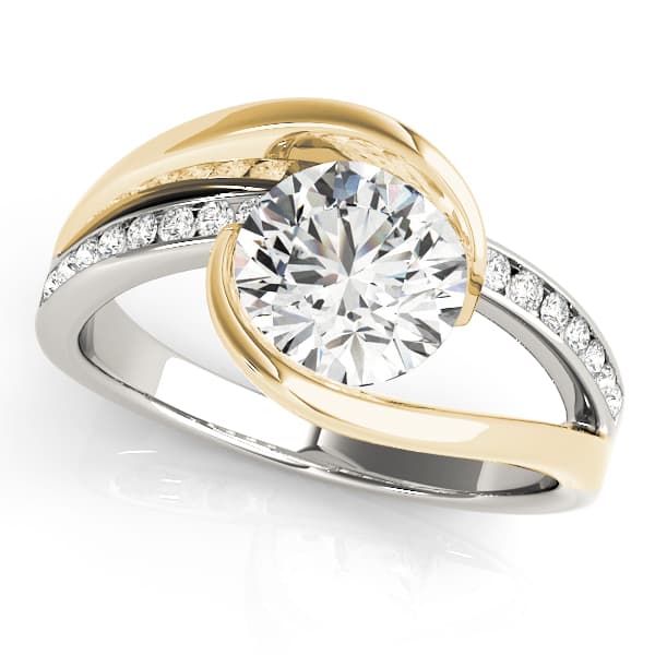 Bypass Split Shank Engagement Ring, style 84580, Front view in yellow gold