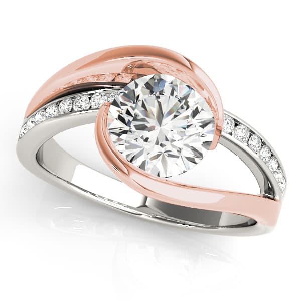 Bypass Split Shank Engagement Ring, style 84580, Front view in rose gold