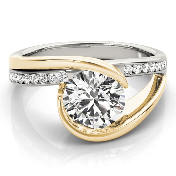 Bypass Split Shank Engagement Ring, style 84580, On hand view in yellow gold