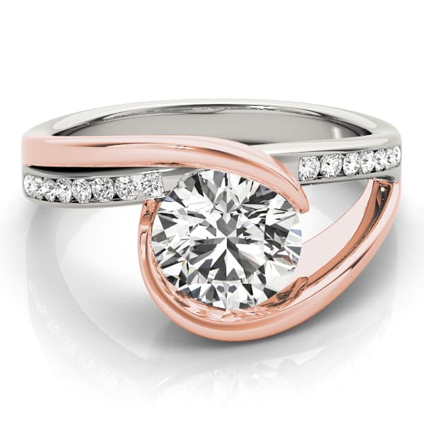 Bypass Split Shank Engagement Ring, style 84580, On hand view in rose gold