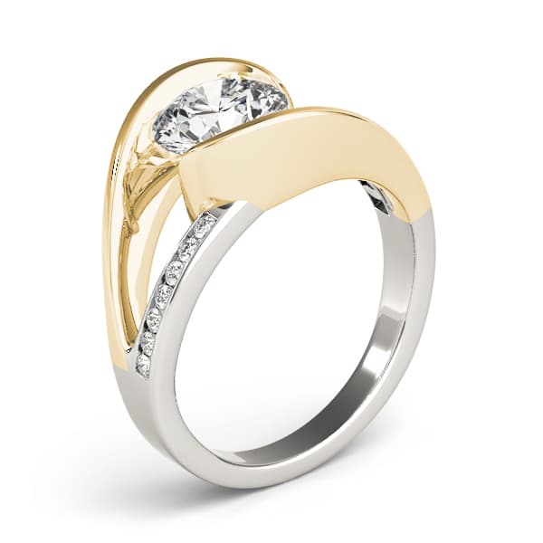 Bypass Split Shank Engagement Ring, style 84580, Top view in yellow gold