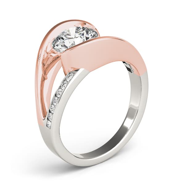 Bypass Split Shank Engagement Ring, style 84580, Top view in rose gold