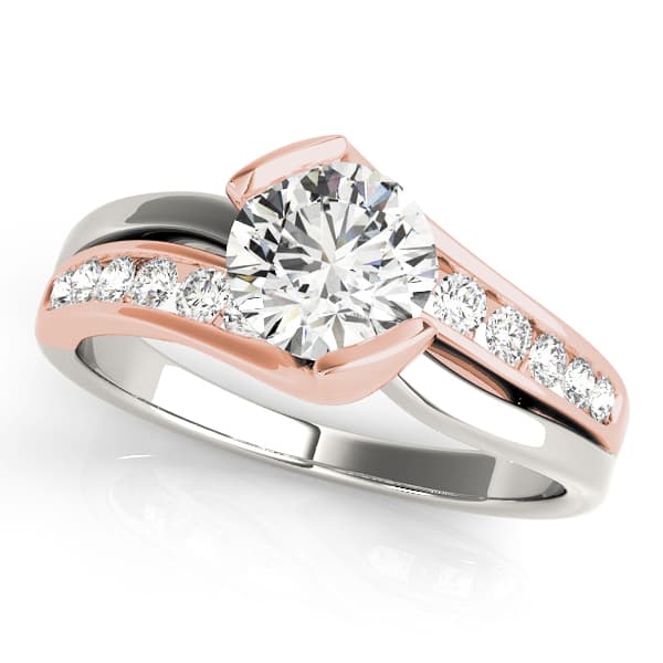Bypass Channel Set Engagement Ring, style 84584, Front view in rose gold