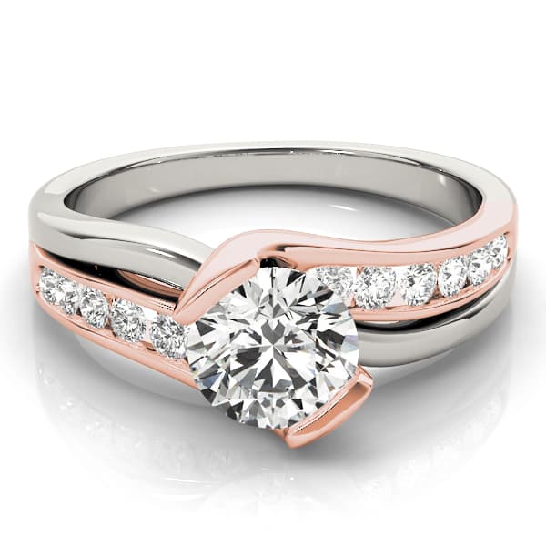 Bypass Channel Set Engagement Ring, style 84584, On hand view in rose gold