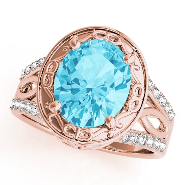 Oval-split Shank Design (1/4 ct. tw.), Front view in rose gold