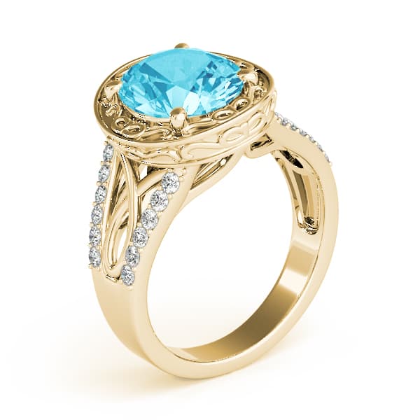 Oval-split Shank Design (1/4 ct. tw.), Angle view in yellow gold