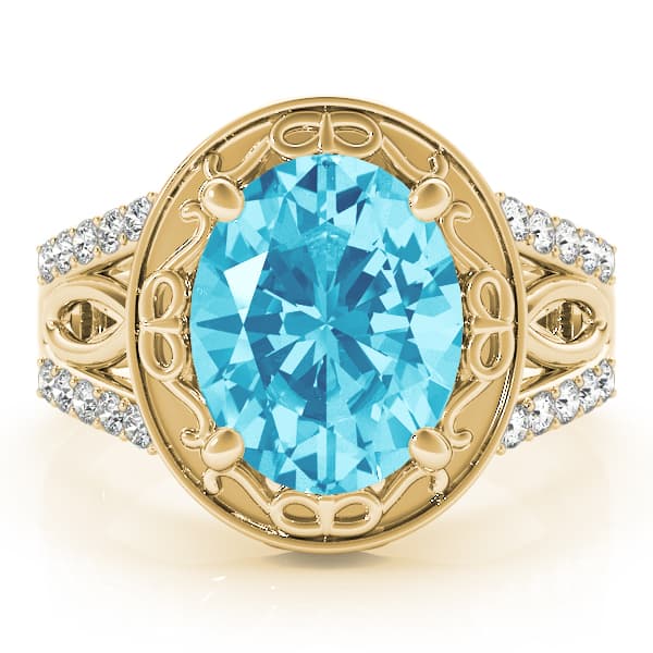Oval-split Shank Design (1/4 ct. tw.), On hand view in yellow gold