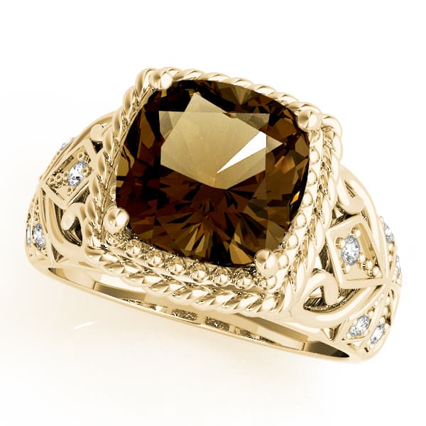 9mm Cushion (0.08 ct. tw.), Front view in yellow gold