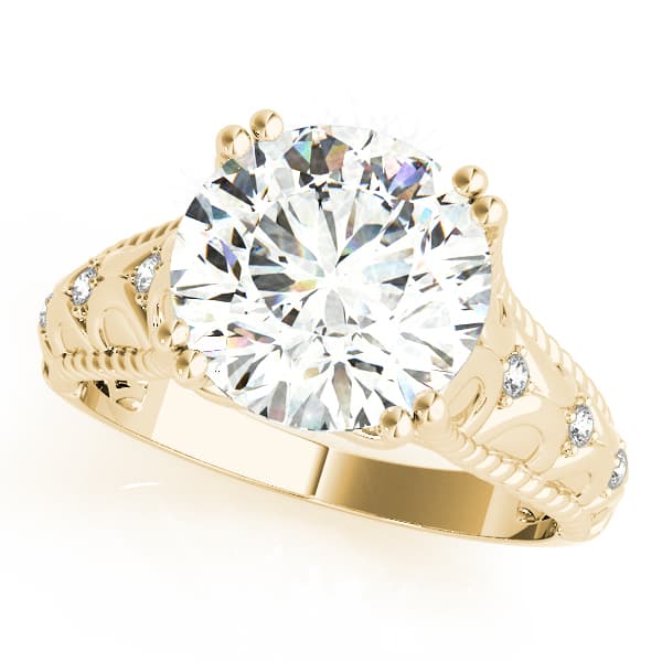 Double Prong Braided Shank Engagement Ring, style 84595, Front view in yellow gold