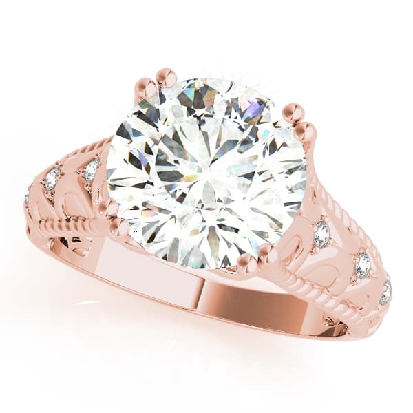Double Prong Braided Shank Engagement Ring, style 84595, Front view in rose gold