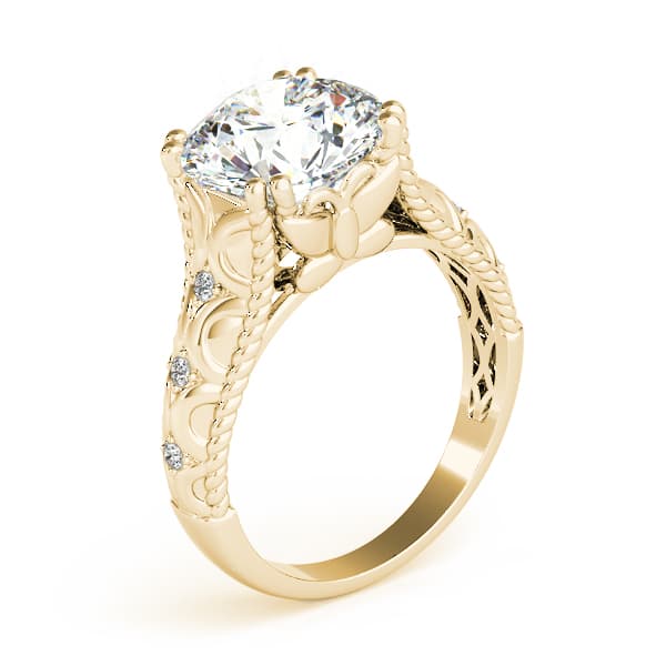 Double Prong Braided Shank Engagement Ring, style 84595, Angle view in yellow gold