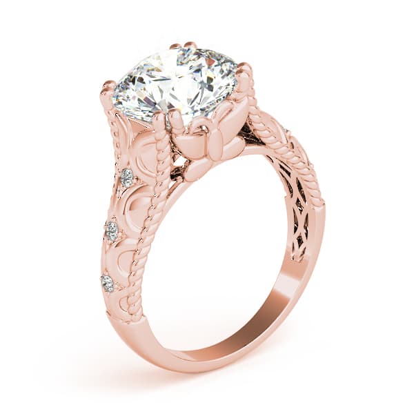 Double Prong Braided Shank Engagement Ring, style 84595, Angle view in rose gold