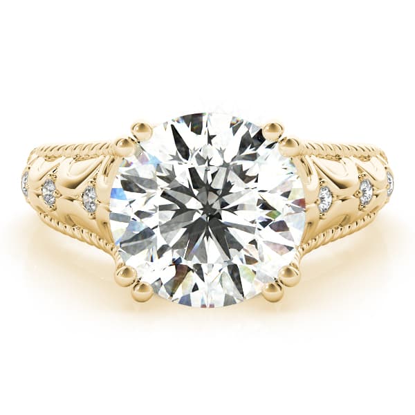 Double Prong Braided Shank Engagement Ring, style 84595, On hand view in yellow gold