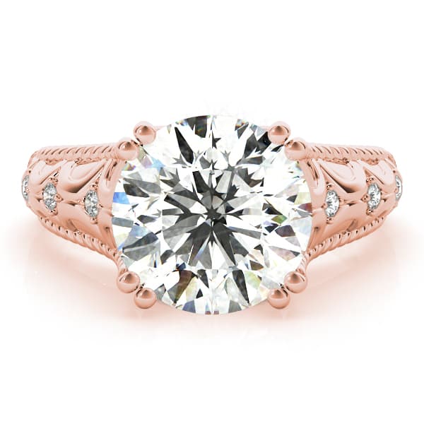 Double Prong Braided Shank Engagement Ring, style 84595, On hand view in rose gold