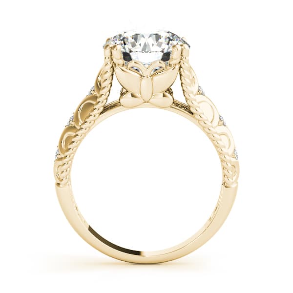 Double Prong Braided Shank Engagement Ring, style 84595, Side view in yellow gold