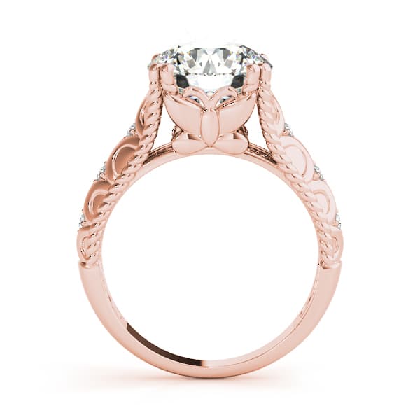 Double Prong Braided Shank Engagement Ring, style 84595, Side view in rose gold