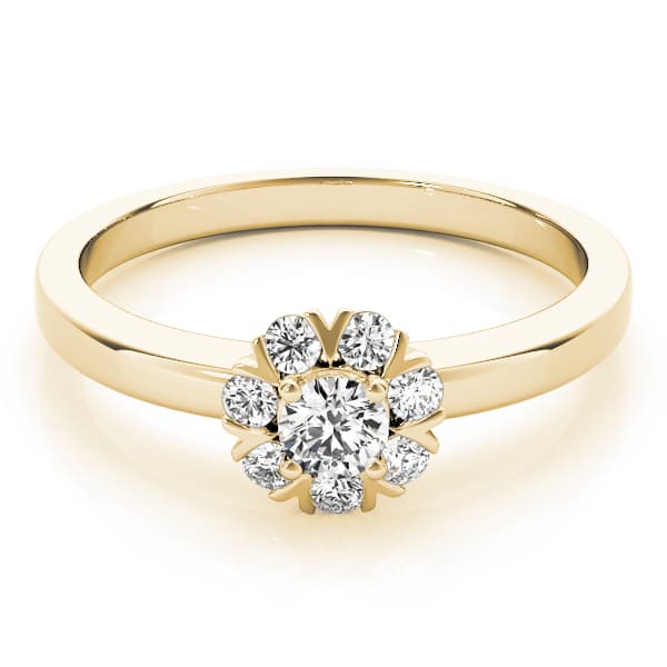 Cluster Ring, Split Prongs, style 84596, On hand view in yellow gold