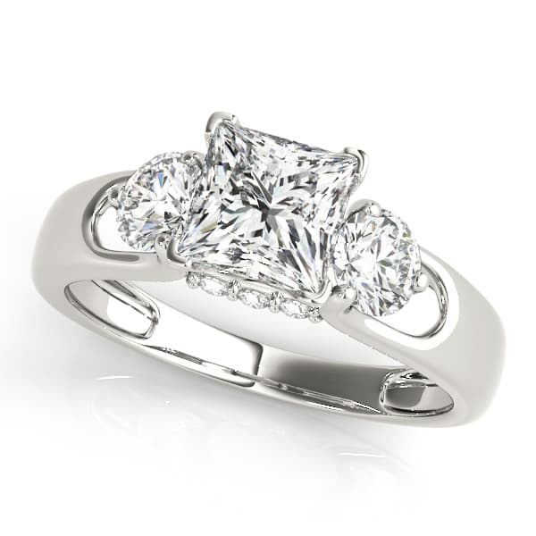 3-Stone Hidden Halo Engagement Ring — style 84597 in 10k White Gold