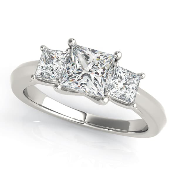 3-Stone Princess Cut Prong Set Engagement Ring — style 84600 in 10k White Gold